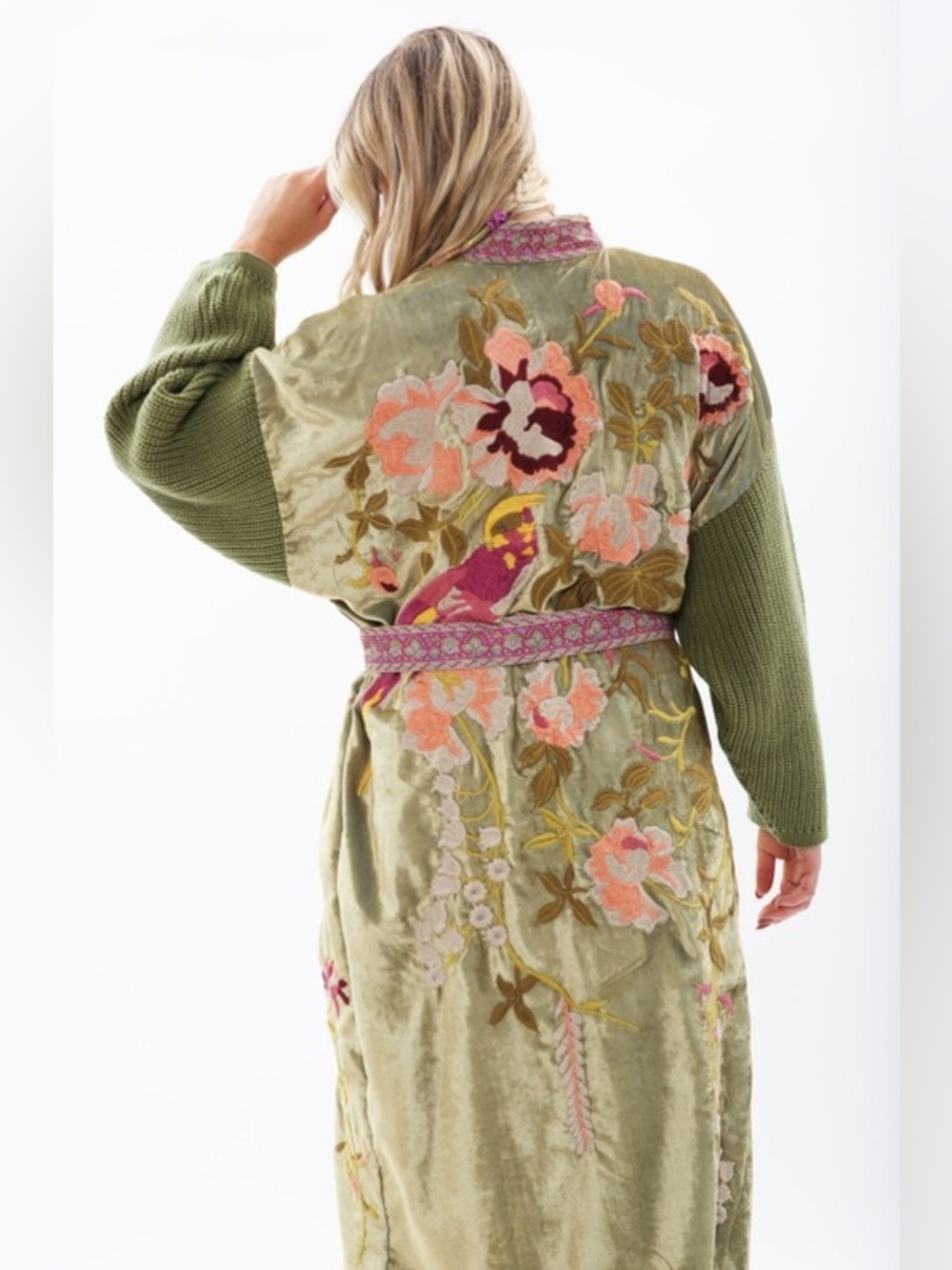 Aratta Olive Something Magical Coat Academia Embroidered